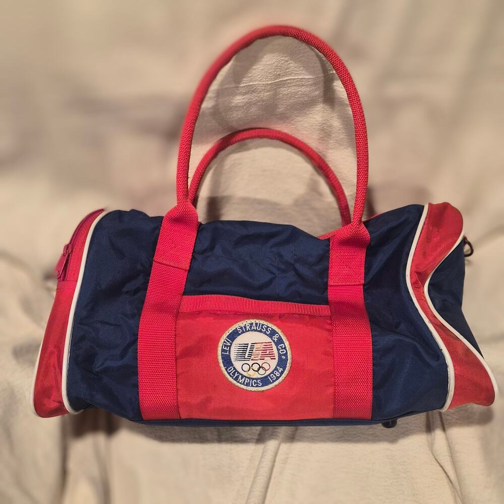 Vintage Levis 1984 Olympics Duffle Bag Retro Team USA Red White Blue Travel Gym‎